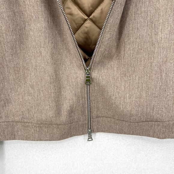 ENZA COSTA Wool Suiting Bomber Jacket Womens Small Tan Zip Collared Padded NEW - Picture 9 of 14